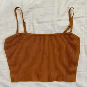 Aritzia Sculpt Knit Cropped Tank Top in Dark Mustard, size S (NWOT)